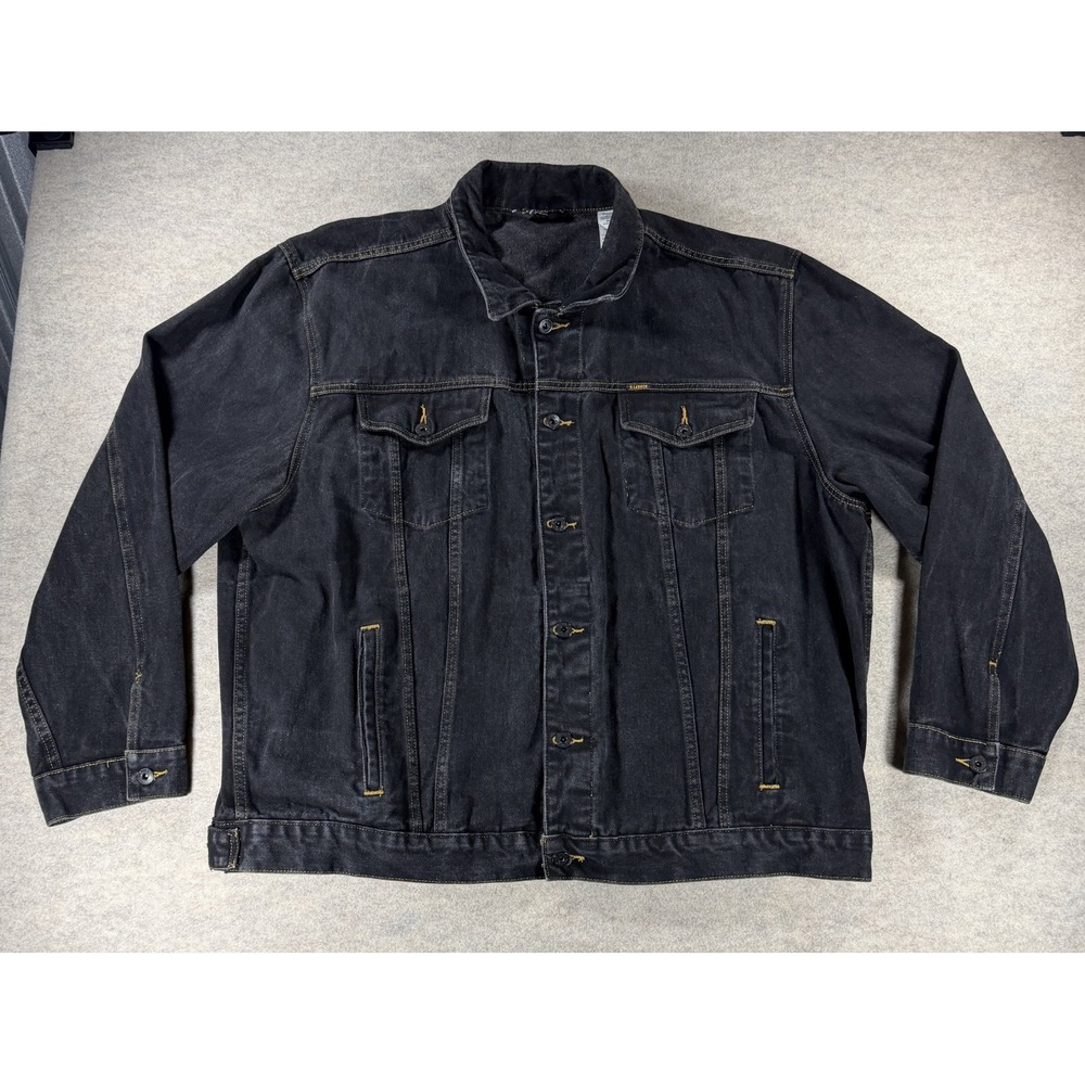 Polo Jeans Co Ralph Lauren Denim Jacket Mens 2XL Black Big Tall Vintage Trucker